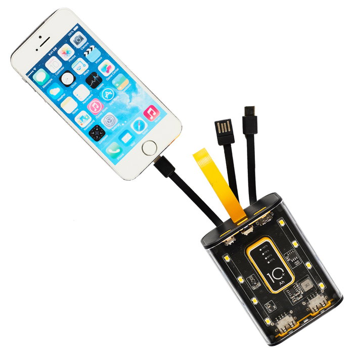 Be Mix Batería Portátil 10000 mAh Power Bank - 3 Salidas, 2 USB + USB-C, Luz LED COB, Compatible iPhone iPad iPod, Batería de Litio