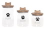 DKD Home Decor Set de 3 Botes de Cristal y Acacia 1.8L