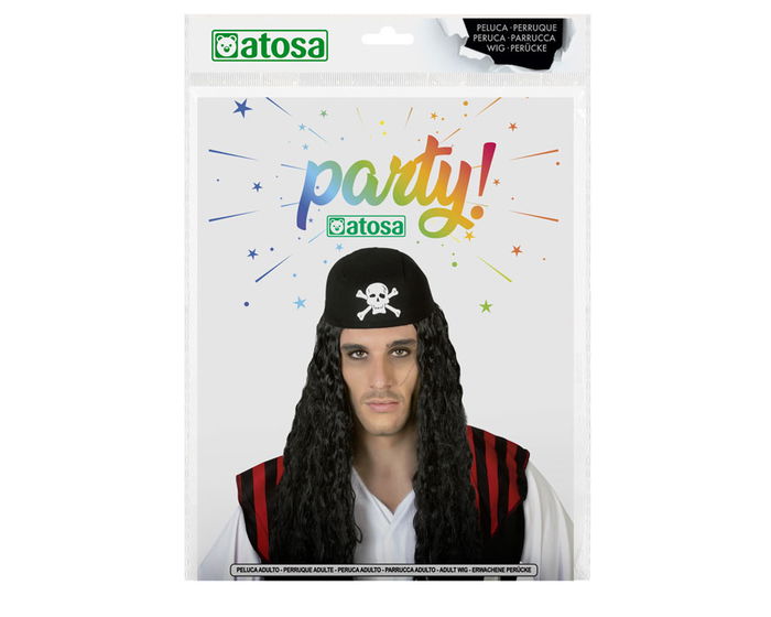Peluca Pirata Larga Negra para Carnaval y Fiestas Temáticas