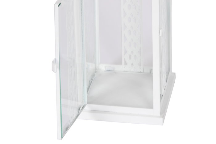Farola Shabby DKD Home Decor Blanco Hierro y Cristal Set de 3 Piezas 20 x 55 x 20 cm