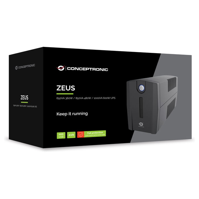 Conceptronic ZEUS01G UPS 650VA/360W con AVR y 2 salidas AC Tipo G