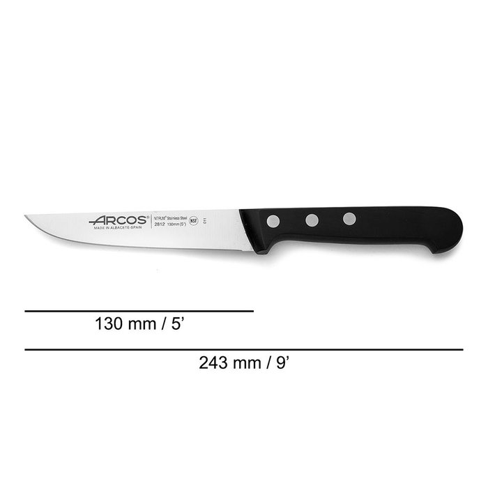 Arcos Cuchillo Cocina Serie Universal 130 mm Acero Nitrum Mango Polioximetileno Negro Resistente Bactiproof Silver Arcos Cuchillo Cocina Serie Universal 130 mm Acero Nitrum Mango Polioximetileno Negro Resistente Bactiproof Silver