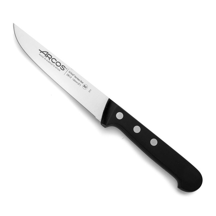 Arcos Cuchillo Cocina Serie Universal 130 mm Acero Nitrum Mango Polioximetileno Negro Resistente Bactiproof Silver Arcos Cuchillo Cocina Serie Universal 130 mm Acero Nitrum Mango Polioximetileno Negro Resistente Bactiproof Silver