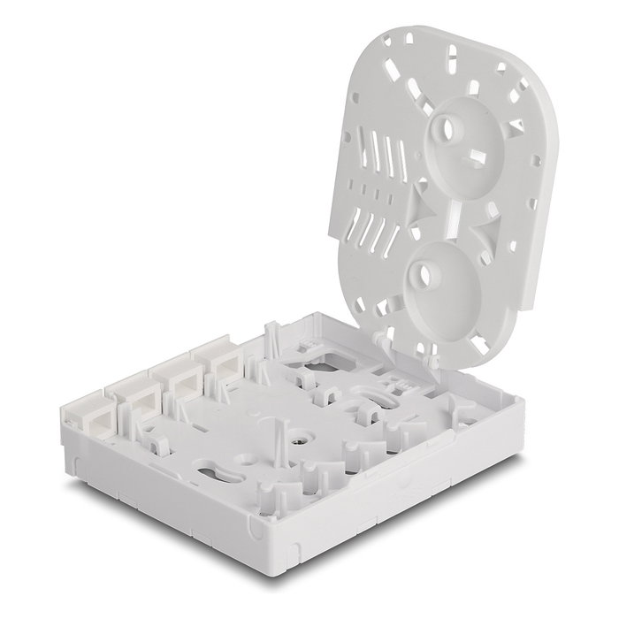 DeLOCK Caja de conexión de fibra óptica FTTH para montaje en pared 4 x SC Simplex o LC Duplex blanco