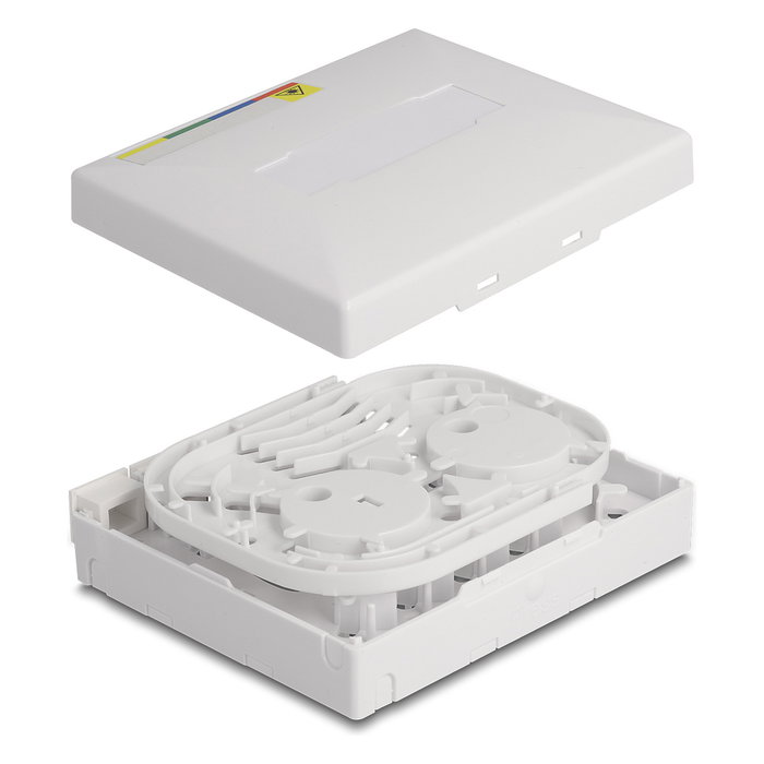 DeLOCK Caja de conexión de fibra óptica FTTH para montaje en pared 4 x SC Simplex o LC Duplex blanco