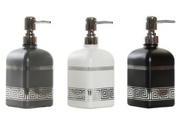 DKD Home Decor Dosificador Negro Blanco Cristal y ABS 8 x 18 x 10 cm 450ml (12 Unidades)