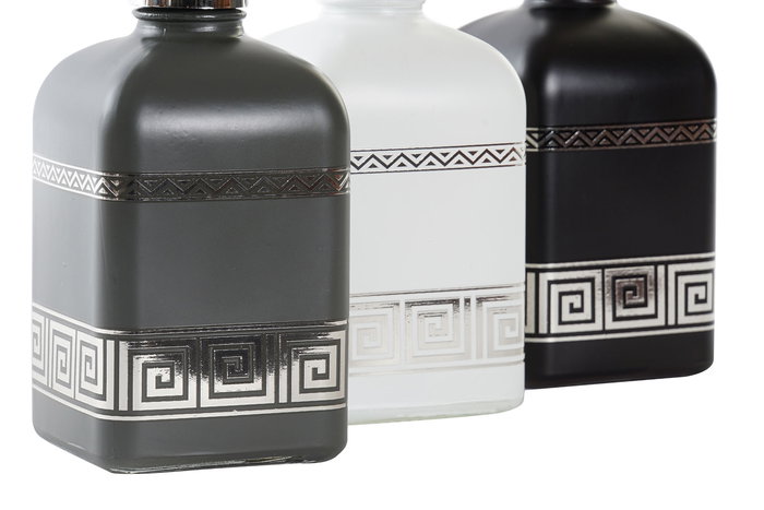 DKD Home Decor Dosificador Negro Blanco Cristal y ABS 8 x 18 x 10 cm 450ml (12 Unidades)