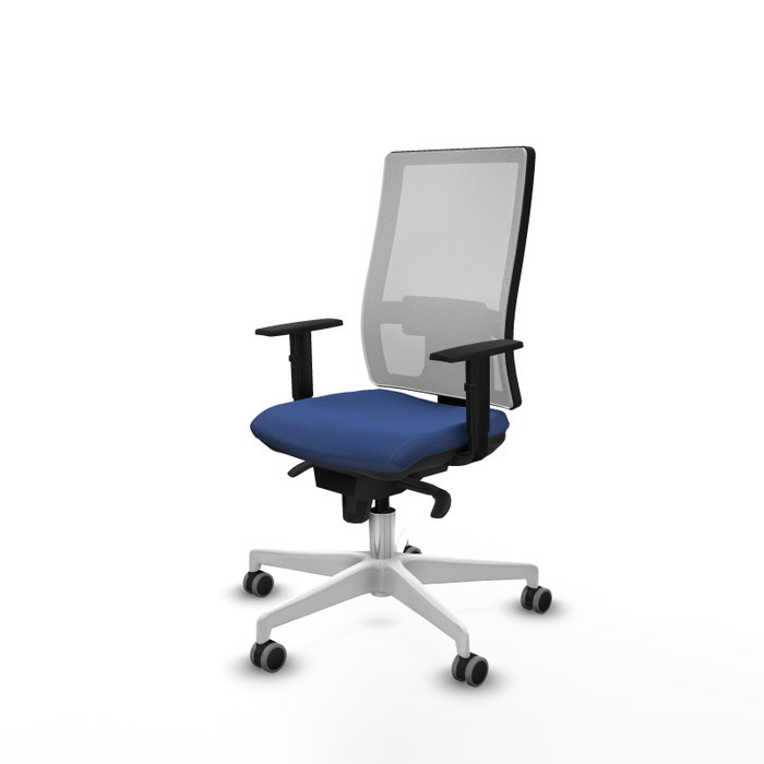 PIQUERAS Y CRESPO Silla de oficina Horna con mecanismo Sincro, Azul marino y Blanco