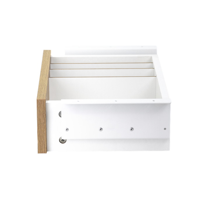 Phoenix Artisan - Cajón organizador de escritorio con 4 compartimentos, madera y raíl metálico, 42x27.8x11.5 cm, para tableros de oficina