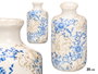 Giftdecor Jarrón Nonna Botella de Cerámica 20.5 cm - Color Azul Beige y Blanco, Dimensiones 10.5x10.5x20.5 cm (Set de 8)