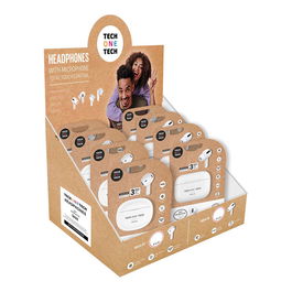 Auriculares Tech-One-Tech Siux Bluetooth Microfono Integrado Surtido Expositor De 8 (4X Siux.01 + 4X Siux.10)