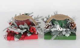 DKD Home Decor Set de 2 Velas de Cristal Rojo y Verde de 210g cada una