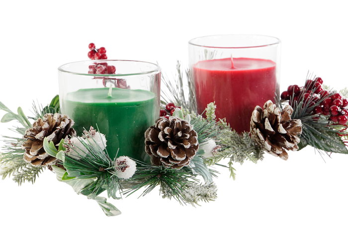 DKD Home Decor Vela Rojo Verde 20 x 9 x 20 cm (2 Unidades) DKD Home Decor Vela Rojo Verde 20 x 9 x 20 cm (2 Unidades)