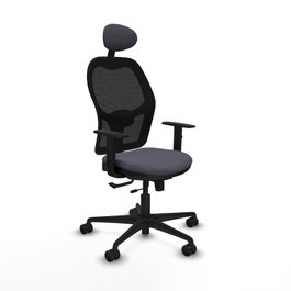 PIQUERAS Y CRESPO Silla de oficina Jorquera con mecanismo Sincro/Traslack, Gris oscuro y Negro