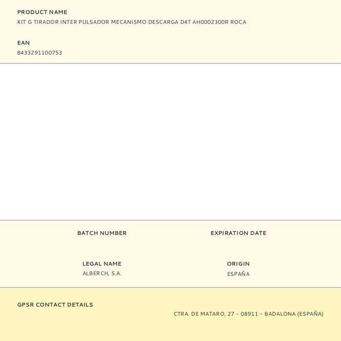 Roca AH0002300R Kit G Tirador Pulsador Mecanismo Descarga D4T