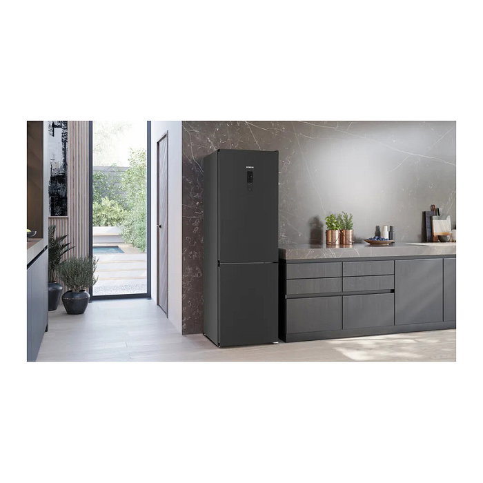 Siemens KG36NXXBF iQ300 Frigorífico Combinado Independiente, 321L A+++, Clase B, 33dB, Acero Inoxidable BlackSteel, Función hyperFresh