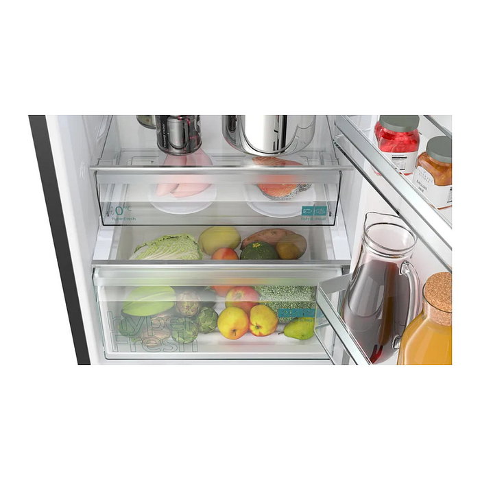 Siemens KG36NXXBF iQ300 Frigorífico Combinado Independiente, 321L A+++, Clase B, 33dB, Acero Inoxidable BlackSteel, Función hyperFresh