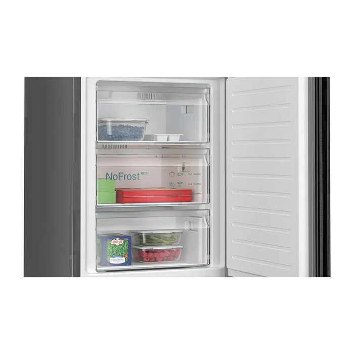 Siemens KG36NXXBF iQ300 Frigorífico Combinado Independiente, 321L A+++, Clase B, 33dB, Acero Inoxidable BlackSteel, Función hyperFresh