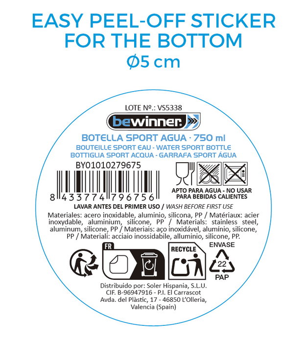 Inde Botella Sport Agua Aluminio Bicolor 750 ml 23.6 x 7 cm (12 Unidades) Inde Botella Sport Agua Aluminio Bicolor 750 ml 23.6 x 7 cm (12 Unidades)