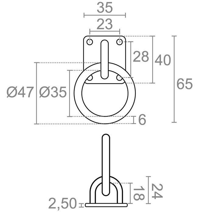 Edm Placa de amarre con anilla AP13, acero inoxidable, 2 uds Edm Placa de amarre con anilla AP13, acero inoxidable, 2 uds