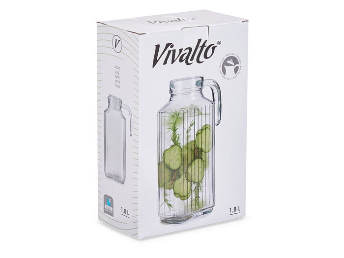 VIVALTO Jarra de Vidrio para Nevera de 1,8L con Asa, Transparente