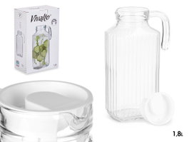 VIVALTO Jarra de Vidrio para Nevera de 1,8L con Asa, Transparente