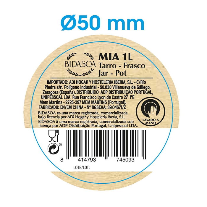 Tarro Vidrio Tape Acacia Mia Bidasoa 1 L Tarro Vidrio Tape Acacia Mia Bidasoa 1 L