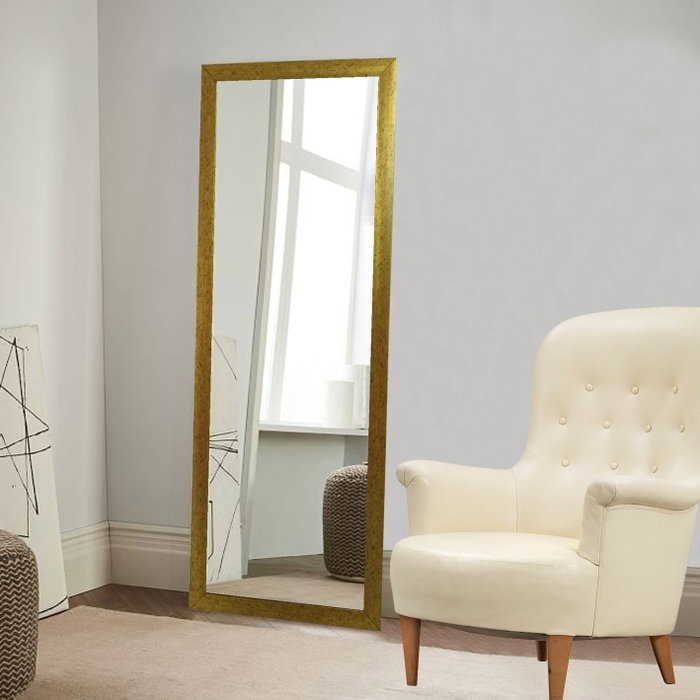 Hanah Home Espejo Cheval Dorado 40 x 105 cm Elegante con Marco de Plástico de 3 cm para Dormitorio, Pasillo o Vestidor