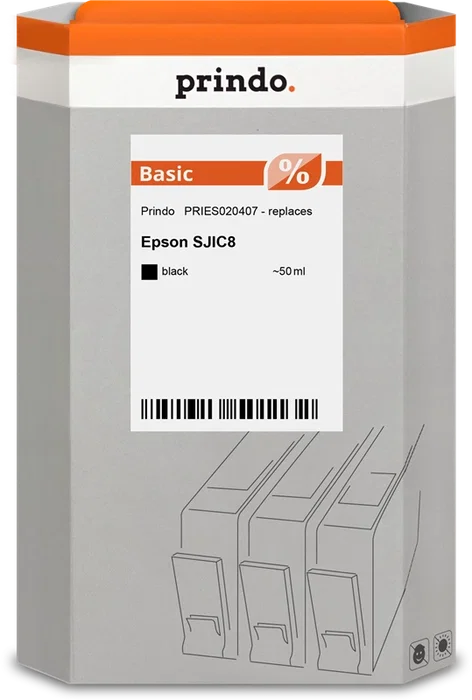 Prindo Basic Cartucho de tinta negro 50ml para Epson SJIC8 Prindo Basic Cartucho de tinta negro 50ml para Epson SJIC8