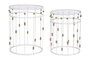 DKD Home Decor Set de 2 Mesitas Auxiliares de Metal y Cristal Blanco y Dorado
