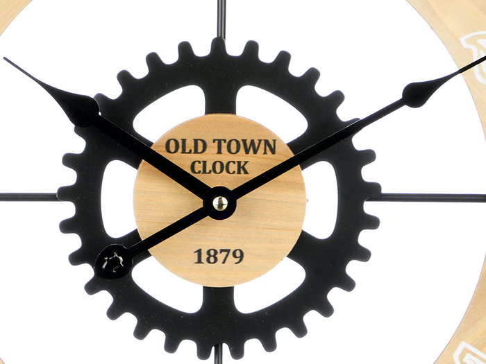 Giftdecor Reloj de Pared con Engranaje de Metal, 40x40 cm, MDF y Hierro, Marrón y Negro (Set de 6)