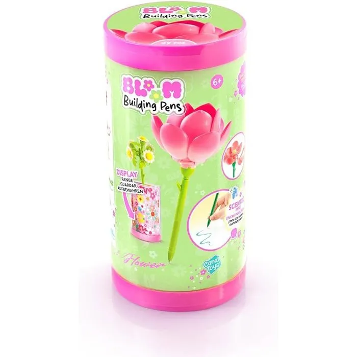Canal Toys Bloom BLM 001 Bolígrafo con Forma de Flor, Purpurina y Tinta Perfumada - Set de 6 Flores para Coleccionar