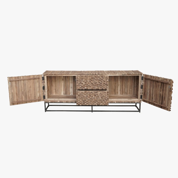 DKD Home Decor Buffet de Teca Reciclada Cubic con 2 Puertas y 2 Cajones DKD Home Decor Buffet de Teca Reciclada Cubic con 2 Puertas y 2 Cajones