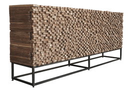 DKD Home Decor Buffet de Teca Reciclada Cubic con 2 Puertas y 2 Cajones
