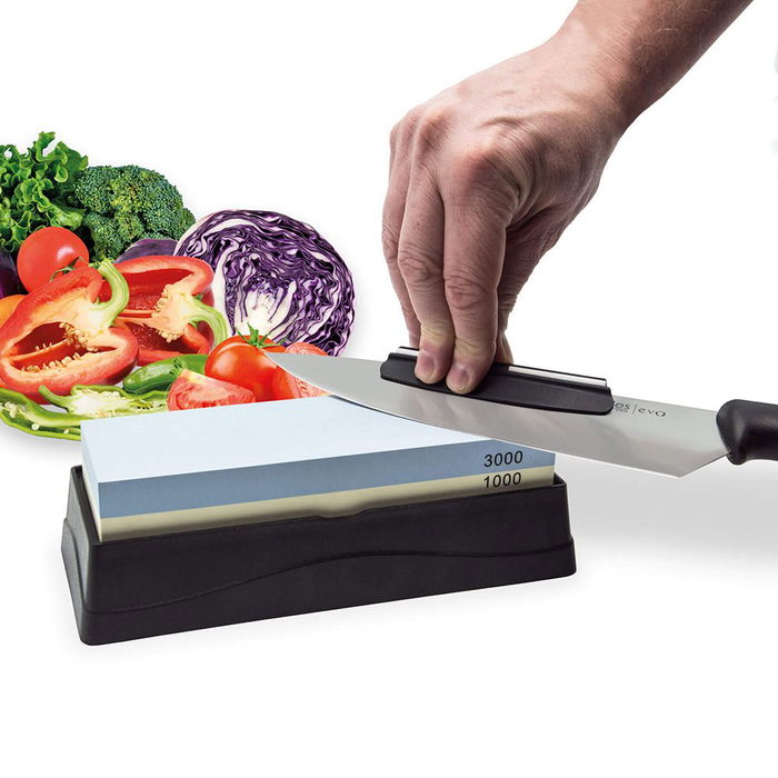 3 Claveles Piedra para afilar 1000/3000 con base, dos guías de afilado y rectificador