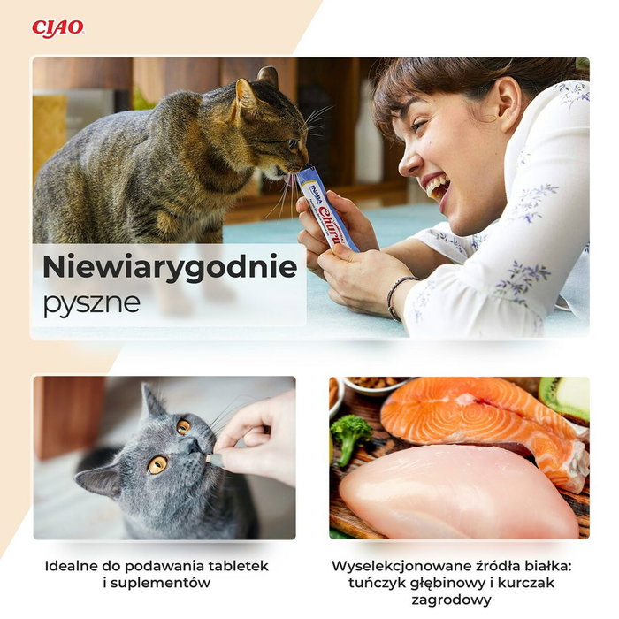 Inaba Churu Variedades de Atún con Pollo para Gatos 50 Bolsas