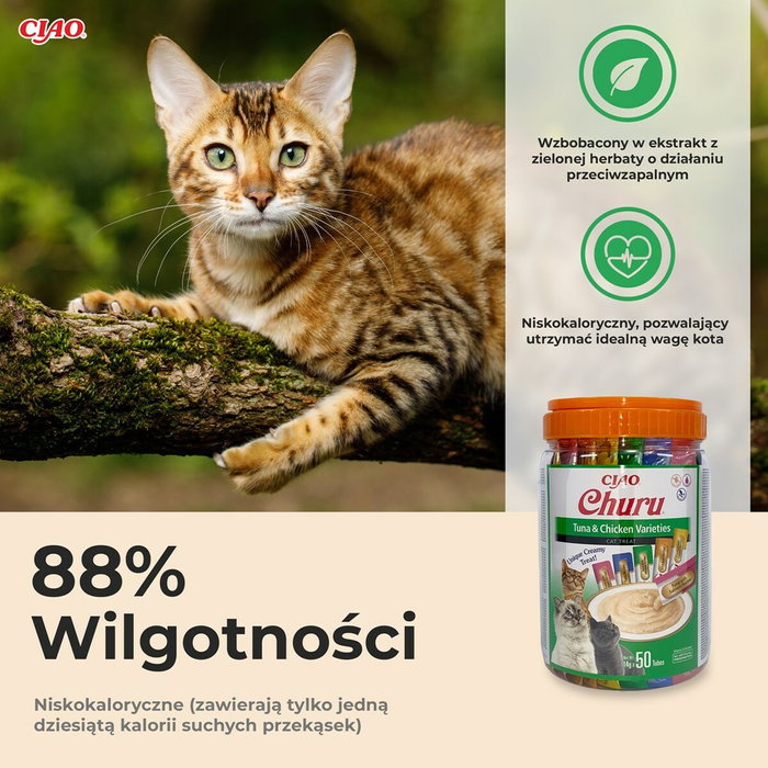 Inaba Churu Variedades de Atún con Pollo para Gatos 50 Bolsas