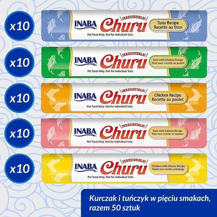 Inaba Churu Variedades de Atún con Pollo para Gatos 50 Bolsas