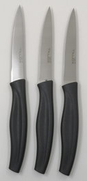 TALOX Pack de 3 Cuchillos Peladores de 90 mm con Mango Negro