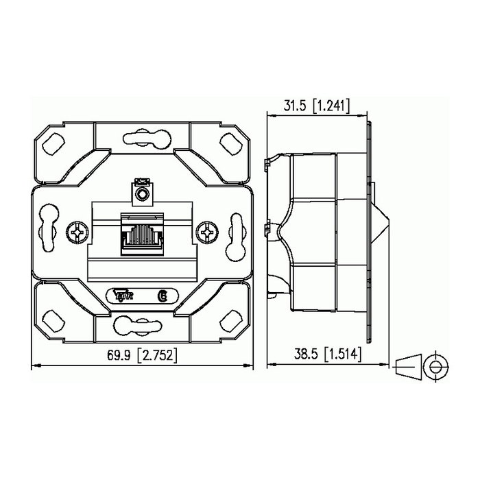 METZ CONNECT Panel de Pared Categoría 6A UP0 E-DAT C6A, 2 Puertos RJ-45, Aluminio