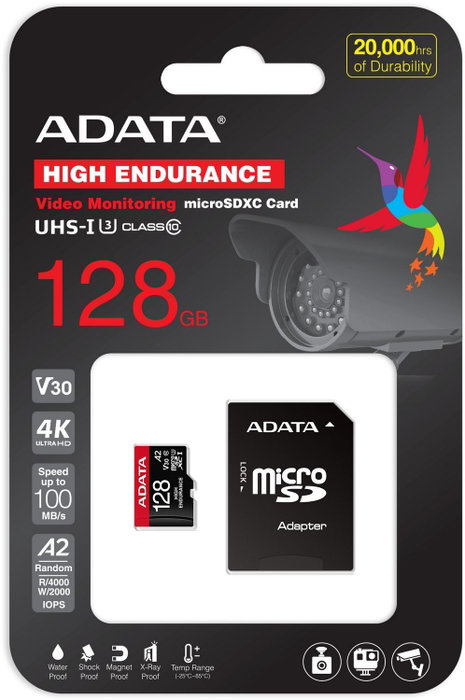 Adata Tarjeta microSD 128GB Cl10 UHS-I U3 V30s con adaptador SD