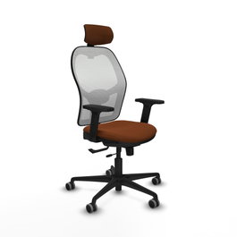 PIQUERAS Y CRESPO Silla de oficina Jorquera con mecanismo Sincro/Traslack, Marrón y Blanco