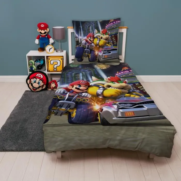 Mario Bros Juego de Cama Mario vs Bowser Microfibra 1 Funda Nórdica 140 x 200 cm + 1 Funda de Almohada 63 x 63 cm