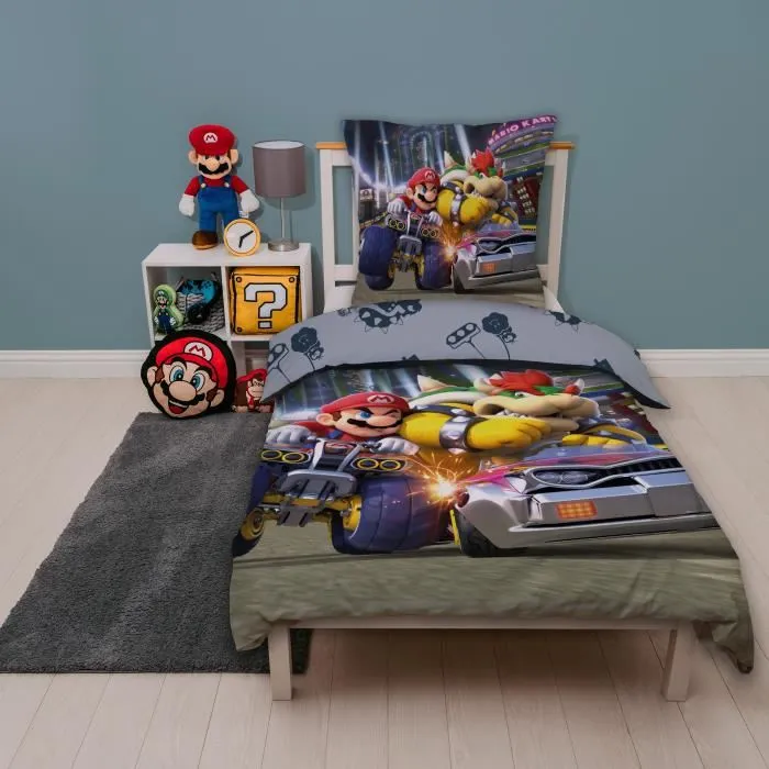 Mario Bros Juego de Cama Mario vs Bowser Microfibra 1 Funda Nórdica 140 x 200 cm + 1 Funda de Almohada 63 x 63 cm
