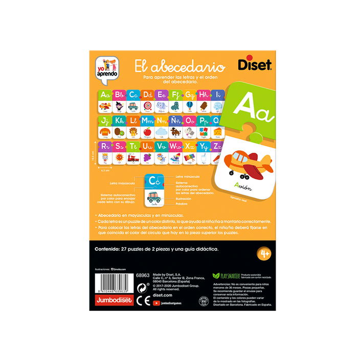 Diset Juego Educativo El Abecedario Castellano con 27 Puzzles para 4 Años