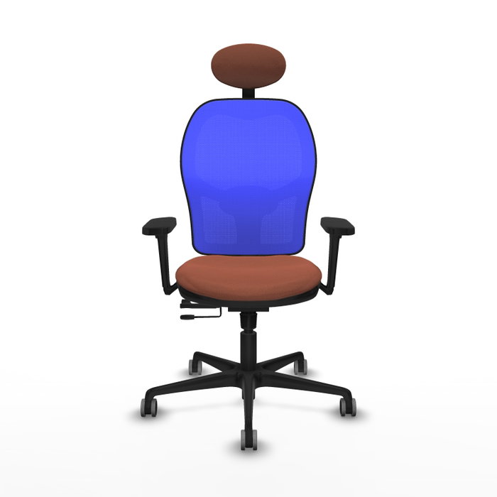PIQUERAS Y CRESPO Silla de oficina Jorquera con mecanismo Sincro/Traslack, Marrón y Azul