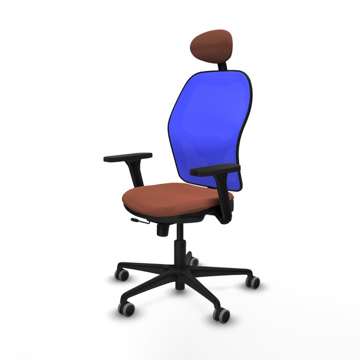 PIQUERAS Y CRESPO Silla de oficina Jorquera con mecanismo Sincro/Traslack, Marrón y Azul