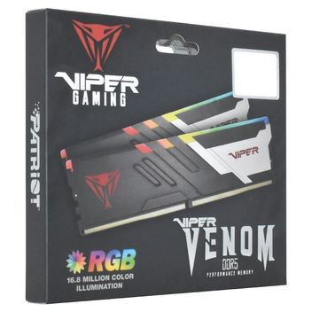 Patriot Viper Venom RGB PVVR564G520C40K, Kit RAM DDR5 64 GB (2 x 32 GB) 5200 MHz, 288-pin DIMM, CL40, Intel XMP 3.0, Disipador Térmico