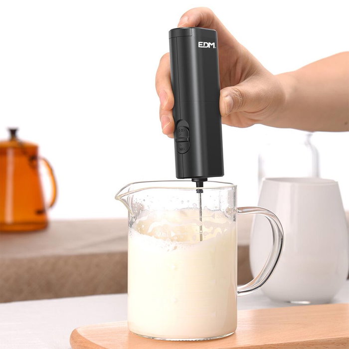Edm Espumador de leche eléctrico negro con varilla de acero inoxidable 304