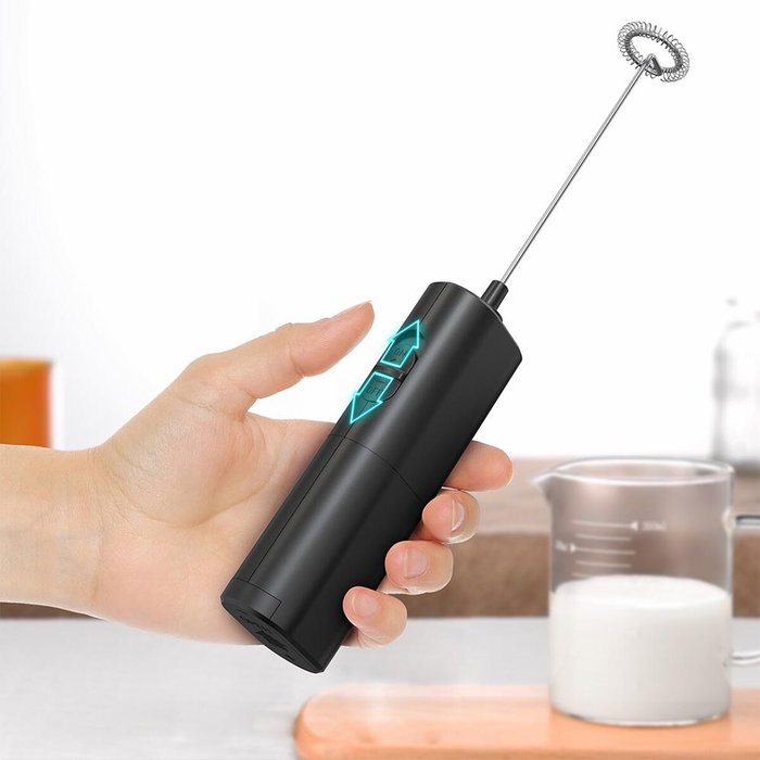Edm Espumador de leche eléctrico negro con varilla de acero inoxidable 304
